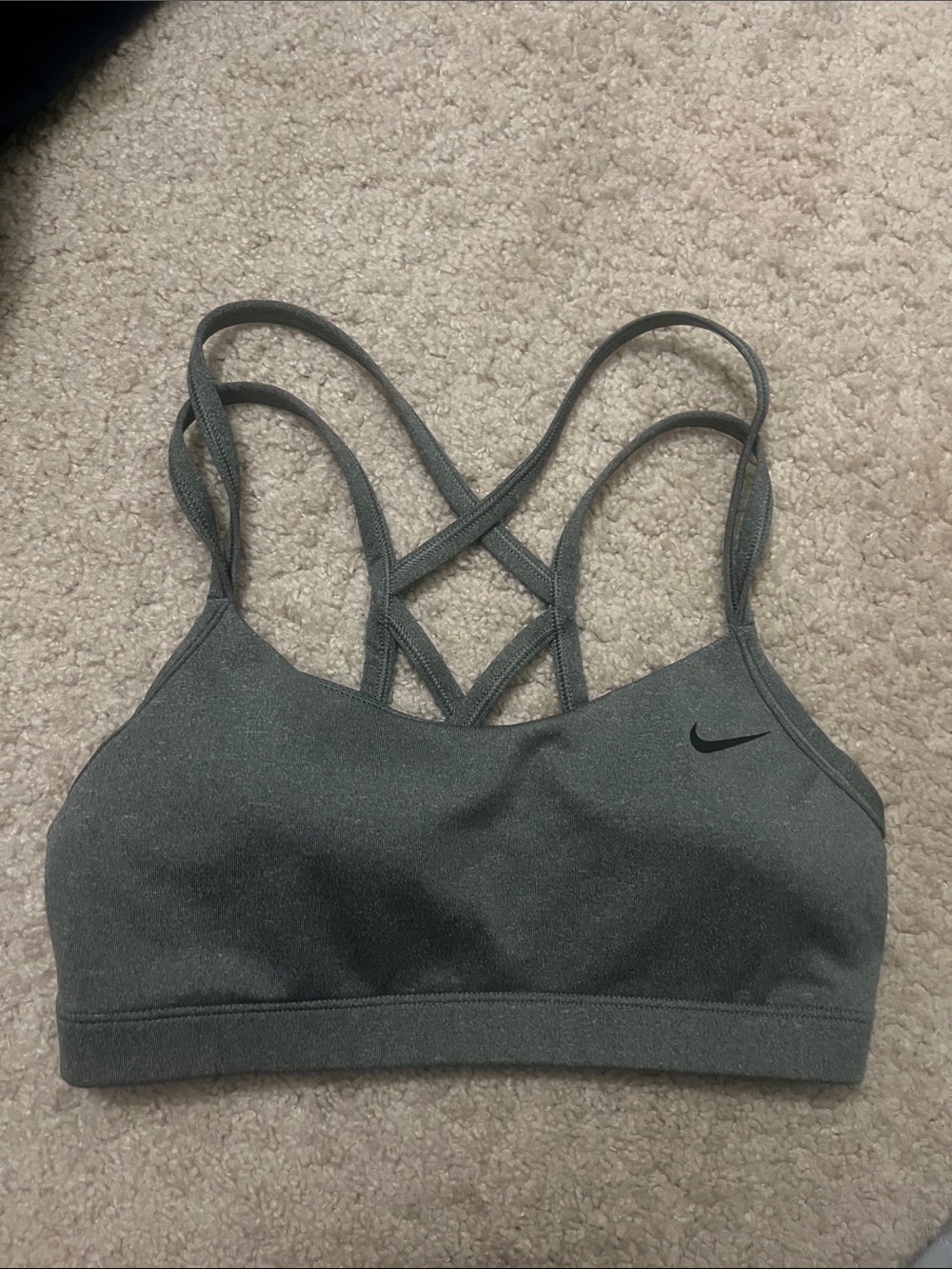 Nike Strappy Heather Gray Sports Bra with Crisscross Back